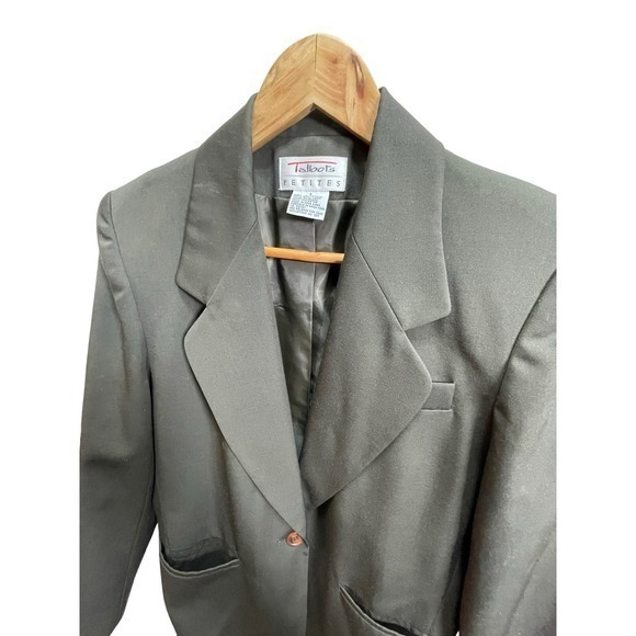 Talbots 100% Wool Exterior Olive Army Green Blazer Suite Jacket w/ Brown Buttons - Picture 3 of 14